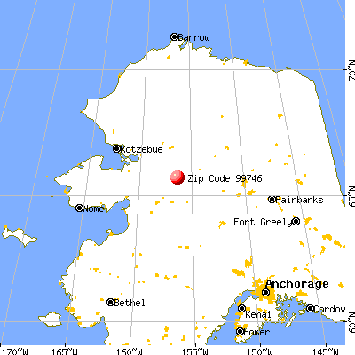 Huslia, AK (99746) map from a distance