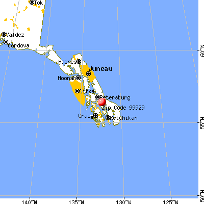 Wrangell, AK (99929) map from a distance