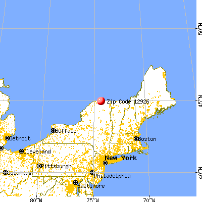 Fort Covington Hamlet, NY (12926) map from a distance