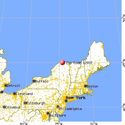 Fort Covington Hamlet, NY (12937) map from a distance