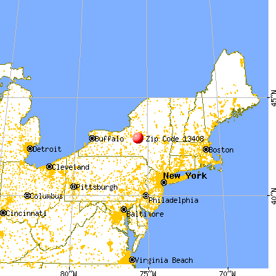 Morrisville, NY (13408) map from a distance