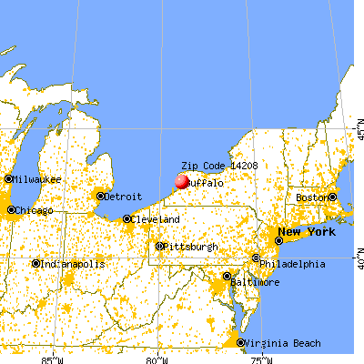 Buffalo, NY (14208) map from a distance