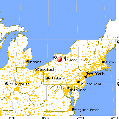 Castile, NY (14427) map from a distance