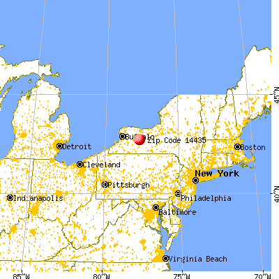 Conesus Lake, NY (14435) map from a distance