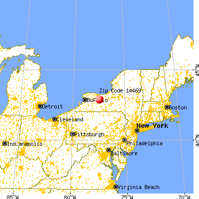 Bloomfield, NY (14469) map from a distance