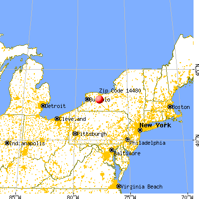 Lakeville, NY (14480) map from a distance