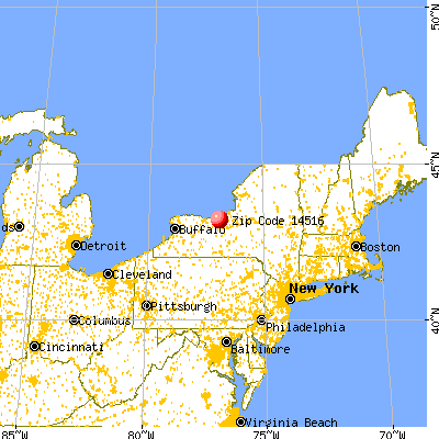 North Rose, NY (14516) map from a distance