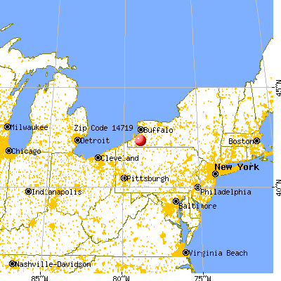 Cattaraugus, NY (14719) map from a distance