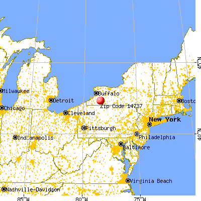 Franklinville, NY (14737) map from a distance