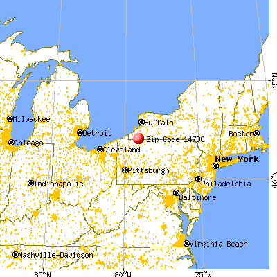 Frewsburg, NY (14738) map from a distance