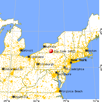 Canisteo, NY (14823) map from a distance