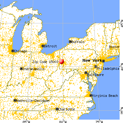Economy, PA (15003) map from a distance