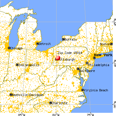 Brackenridge, PA (15014) map from a distance