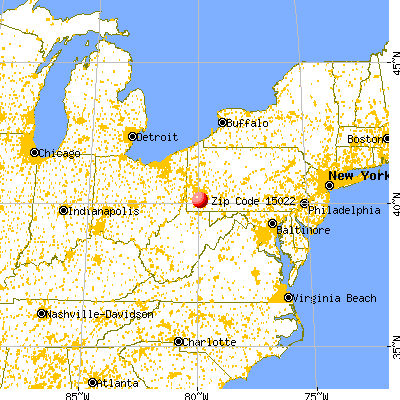 Twilight, PA (15022) map from a distance