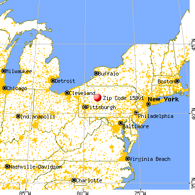 Treasure Lake, PA (15801) map from a distance