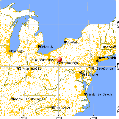 Oak Hills, PA (16002) map from a distance