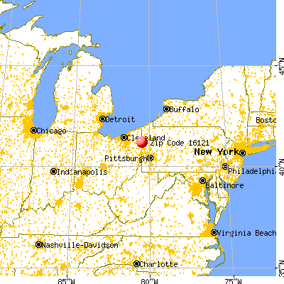 Farrell, PA (16121) map from a distance