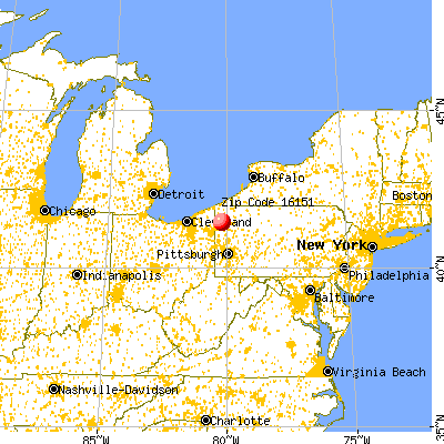 Sheakleyville, PA (16151) map from a distance