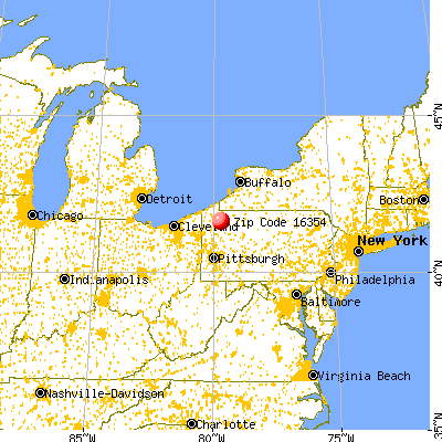 Titusville, PA (16354) map from a distance