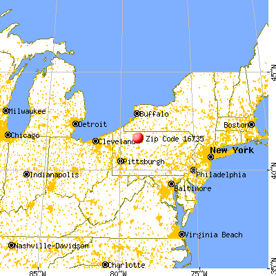 Kane, PA (16735) map from a distance