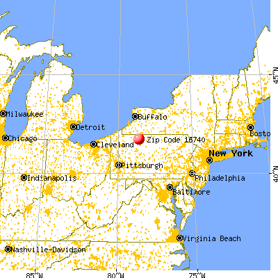 Mount Jewett, PA (16740) map from a distance