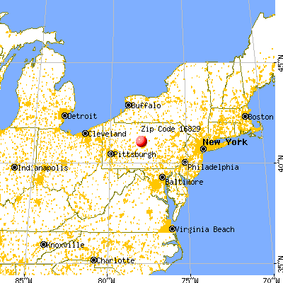 Clarence, PA (16829) map from a distance