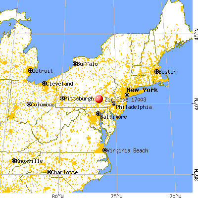 Fort Indiantown Gap, PA (17003) map from a distance