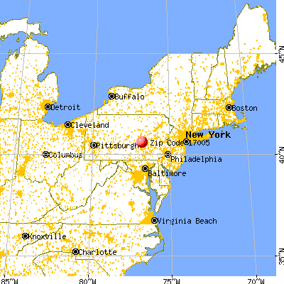 Berrysburg, PA (17005) map from a distance