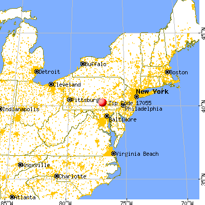 Mechanicsburg, PA (17055) map from a distance