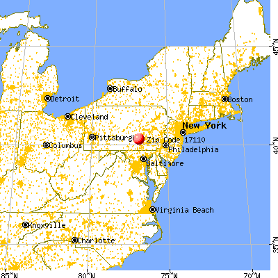 Harrisburg, PA (17110) map from a distance