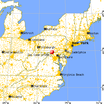 Waynesboro, PA (17268) map from a distance