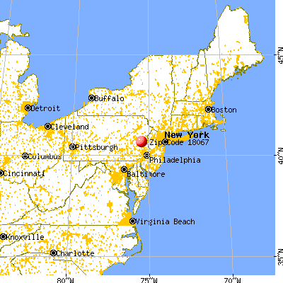 Northampton, PA (18067) map from a distance