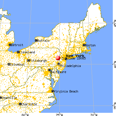 Tatamy, PA (18085) map from a distance