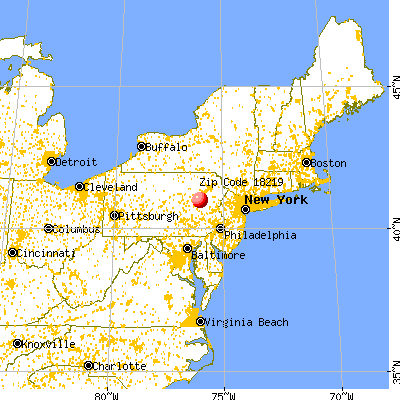 Conyngham, PA (18219) map from a distance