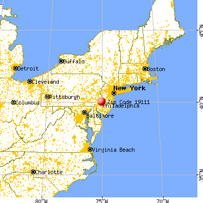 Philadelphia, PA (19111) map from a distance