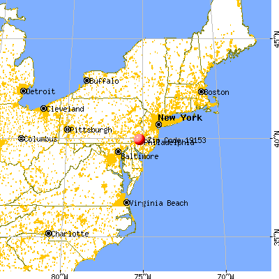 Philadelphia, PA (19153) map from a distance