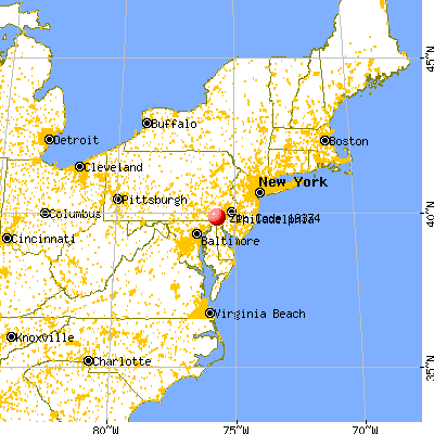 Toughkenamon, PA (19374) map from a distance