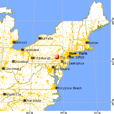 West Hamburg, PA (19526) map from a distance