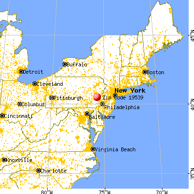Mertztown, PA (19539) map from a distance