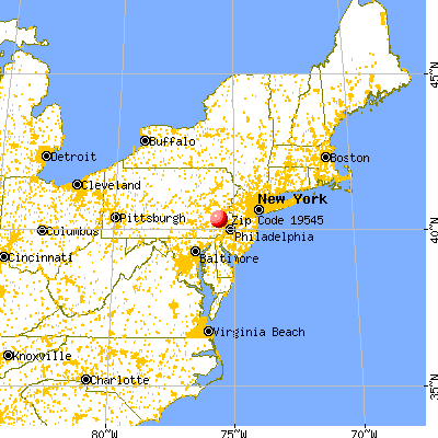 New Berlinville, PA (19545) map from a distance