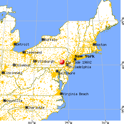 Reading, PA (19602) map from a distance