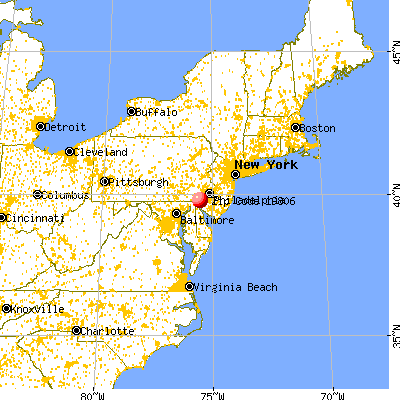 Wilmington, DE (19806) map from a distance