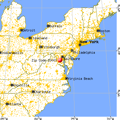 Washington, DC (20003) map from a distance