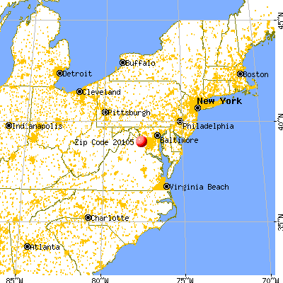 Stone Ridge, VA (20105) map from a distance