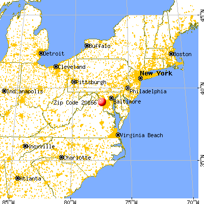 Ashburn, VA (20166) map from a distance