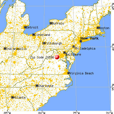 Warrenton, VA (20186) map from a distance