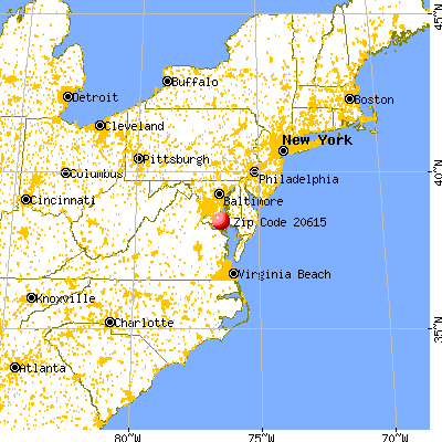 Broomes Island, MD (20615) map from a distance