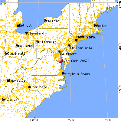 Lexington Park, MD (20670) map from a distance