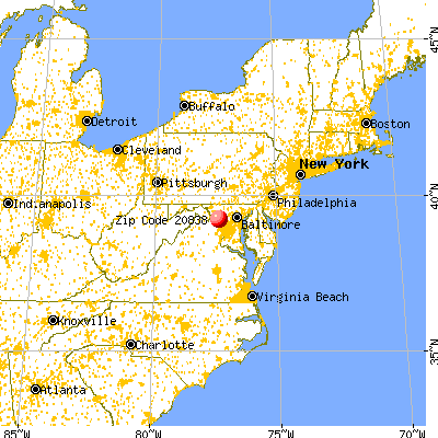 Barnesville, MD (20838) map from a distance