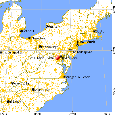 Rockville, MD (20850) map from a distance